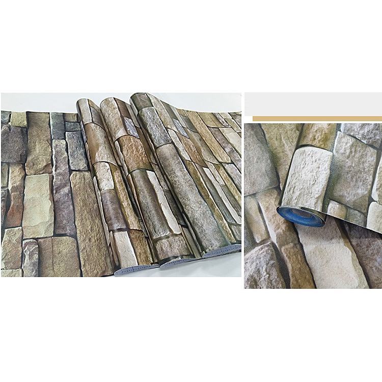 Fondos de pantalla frescos mural de pared papel tapiz de ladrillo 3d para paredes revestimiento de paredes película adhesiva despegar y pegar vinilo marrón extraíble PVC decoración del hogar 2026 - E£1038.44 –P5