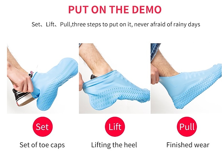 Waterproof Shoe Covers, Non-Slip Water Resistant Overshoes Silicone Rubber Rain Shoe Cover Protectors for Kids, Men, Women 2025 - $5.49 –P3