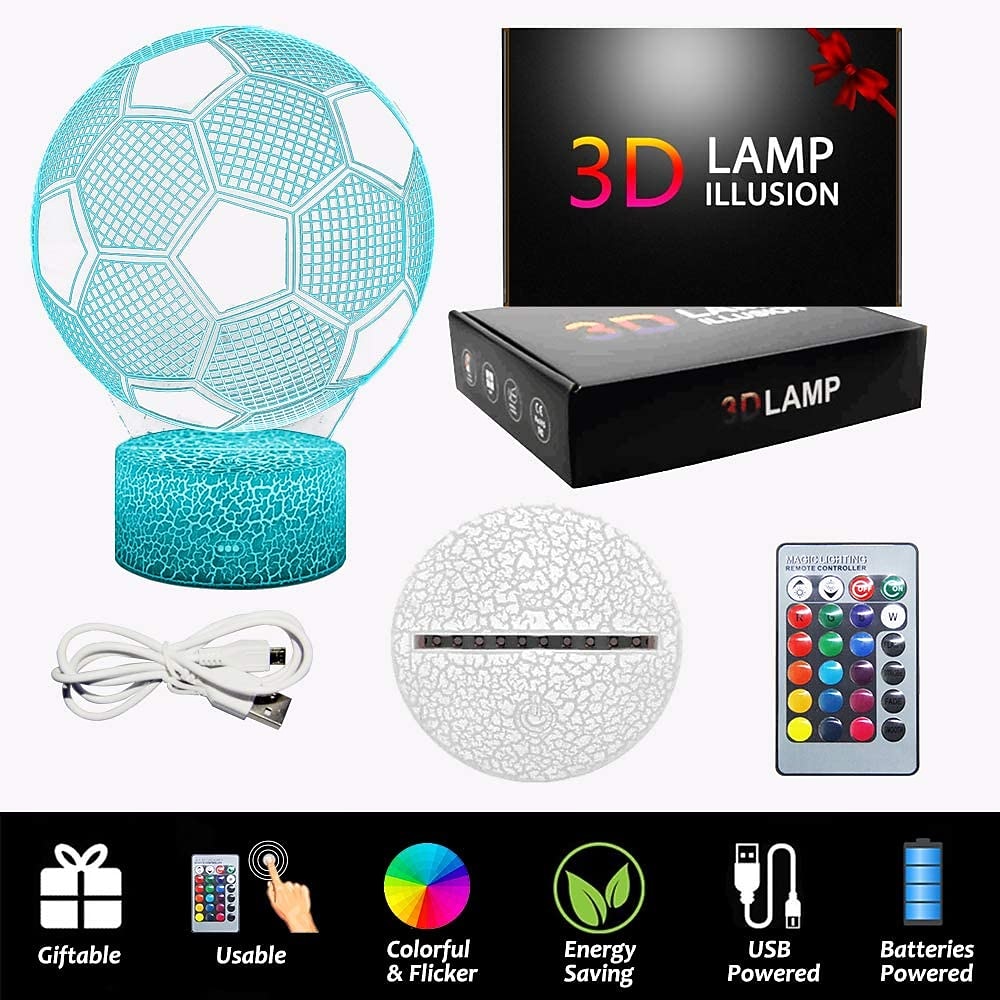 World Soccer 3D Night Light for Kids 16 Colors Change Optical Illusion Football Lamps with Remote Control Birthday Gifts for Sport Fan Boys Girls and Adult 2026 - $21.47 –P14