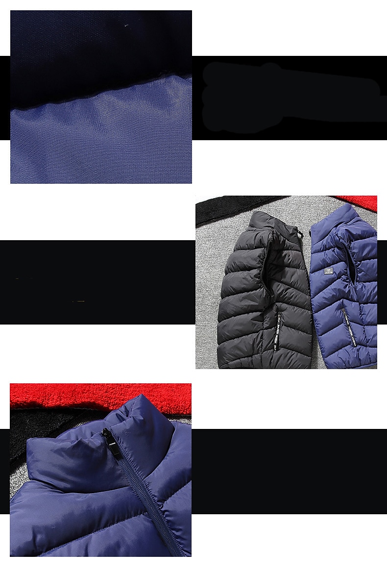 Férfi Puffer Vest Gilet Hegymászás Melegen tartani tömöríthető Légáteresztő Tél Ősz Tömör szín Fekete Rubin Sötétkék Szürke Pufferkabát 2025 - $29.99 –P4
