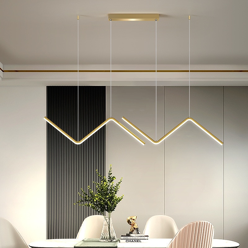 LED Pendant Light 90 cm Island Lights Dimmable Line Design Aluminum Stylish Minimalist Painted Finishes Nordic Style Dining Room Kitchen Lights 110-240V ONLY DIMMABLE WITH REMOTE CONTROL 2025 - $133.99 –P11