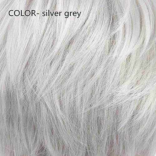 Graue Perücken für Frauen Kurze Perücken für Frauen Natürlich aussehende Alte Damen Perücke für Mama Kurze Locken Graue Perücke mit Pony für Hitzebeständige Synthetische Faserhaare Perücken für alte 2025 - $19.99 –P5