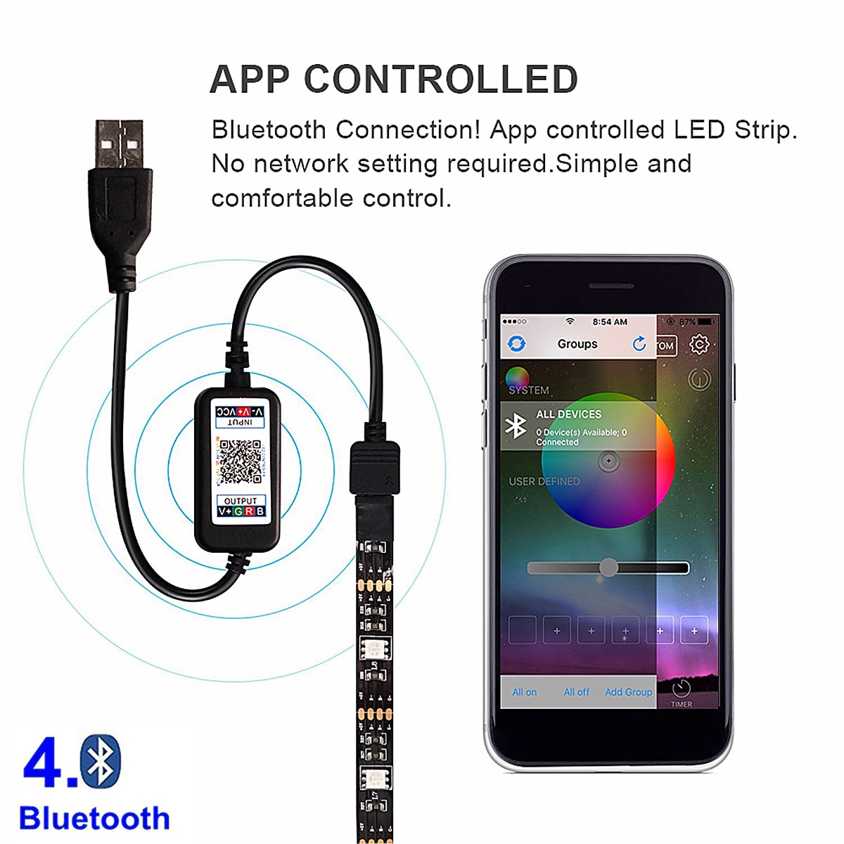 3m 9.8ft LED USB Strip Light TV Backlight RGB Color Changing Smart APP  Bluetooth Control Music Sync SMD 5050 Home Party Holiday Décor 8650104 2022  – $7.99