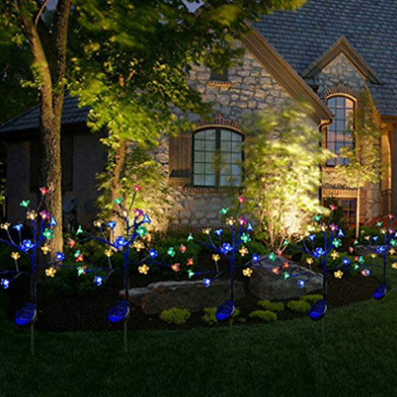 2 pezzi di luce solare per esterni a forma di fiore di ciliegio, colore bianco caldo, luce multicolore del 2026 a $53.99 –P4