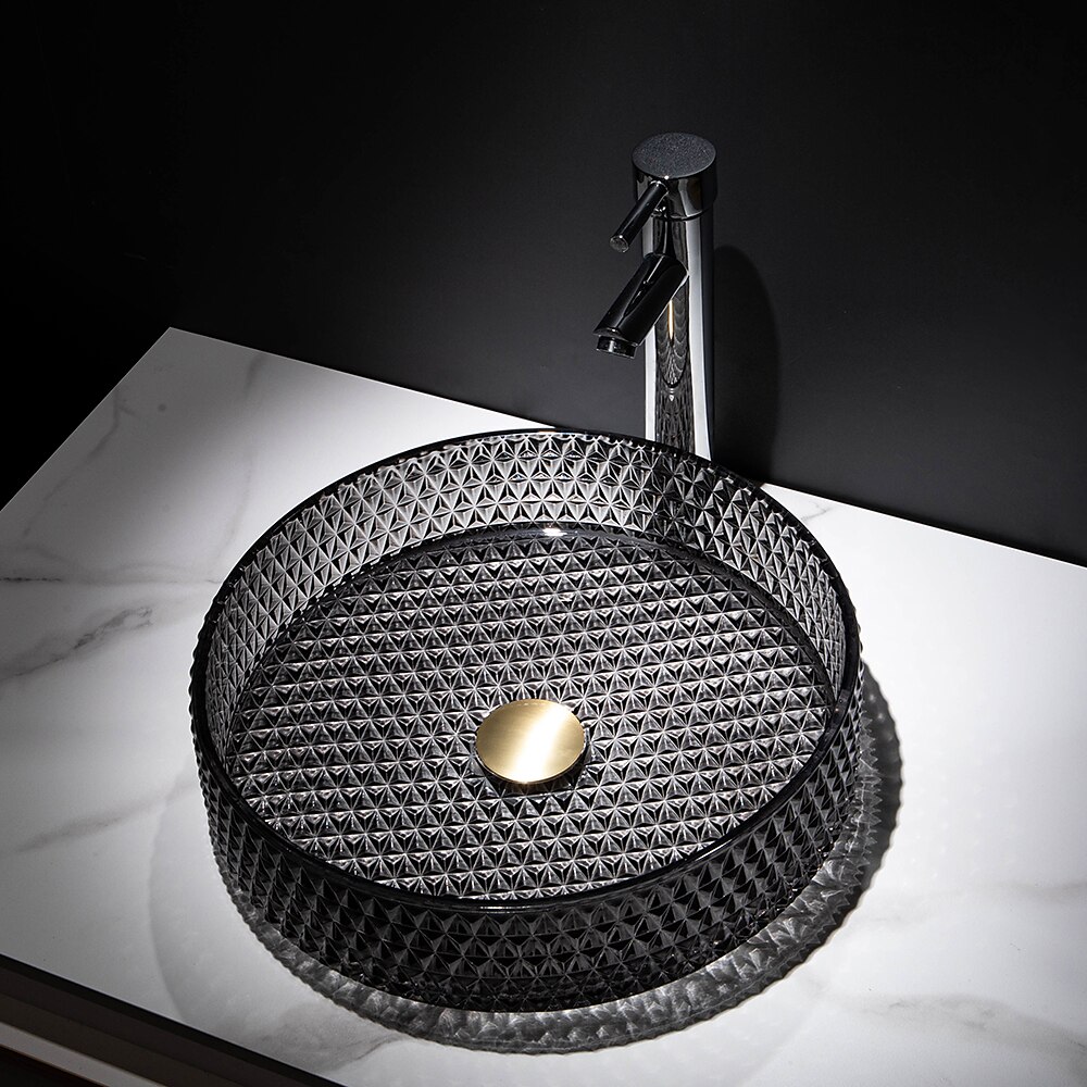Lavabo de salle de bain avec robinet chromé, lavabo en verre, lavabo à cylindre, lavabo à main, installation de plan de travail, bassin en verre avec robinet en laiton chromé de 2025 ? GBP £225 –P8