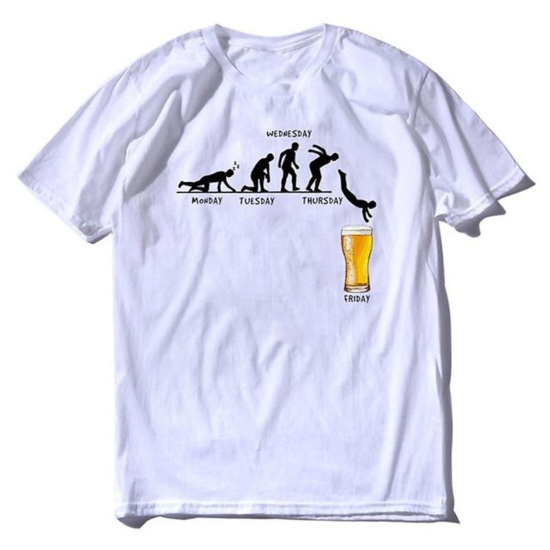 Bărbați Bere Uman Tricou Tricouri 100% Bumbac Manșon scurt Grafic Cămaşă Heather Grey Negru Alb Tricou confortabil Casual Festivalul de Bere Îmbrăcăminte de designer de modă 2025 - $15.99 –P7
