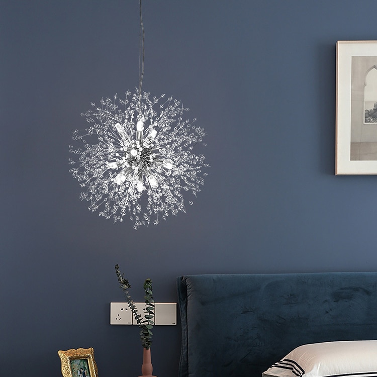 Lámpara colgante de luz led, lámpara de cristal, fuegos artificiales de cromo de 9 luces, lámpara colgante moderna de sputnik, lámpara colgante para sala de estar, comedor y dormitorio 2025 - $292.29 –P3