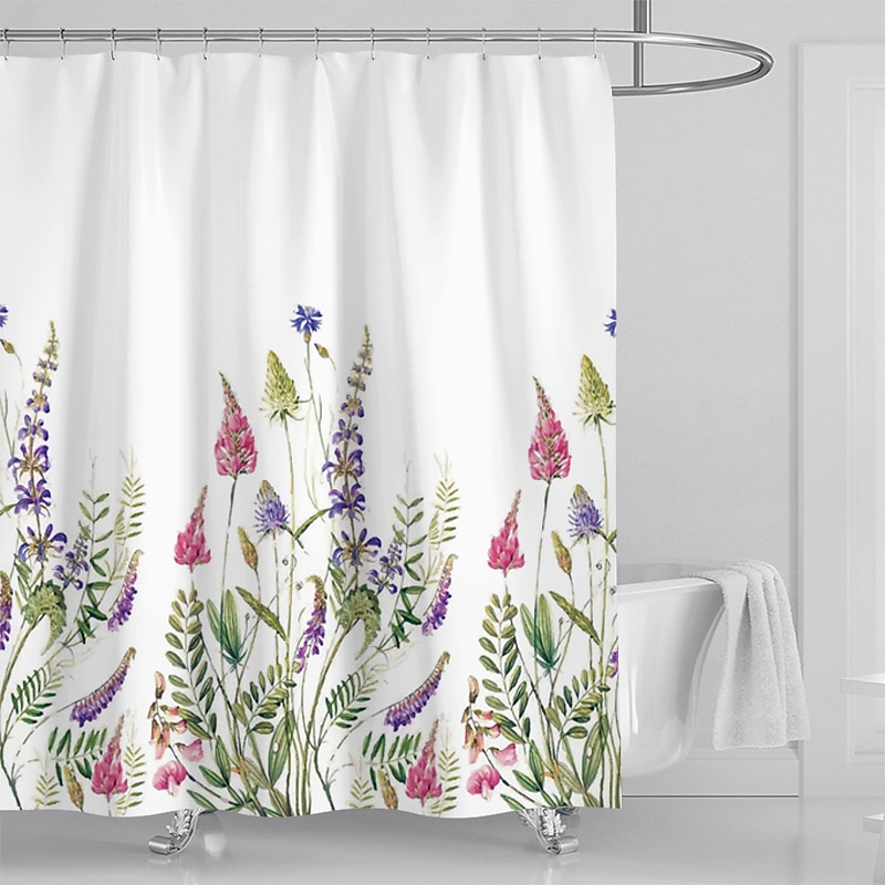 Shower Curtain with Hooks 180cm*180cm(70"*70")Suitable for Separate Wet and Dry Zone Divide Bathroom Waterproof Oil-proof Floral Botanical Landscape 2025 - $25.99 –P7