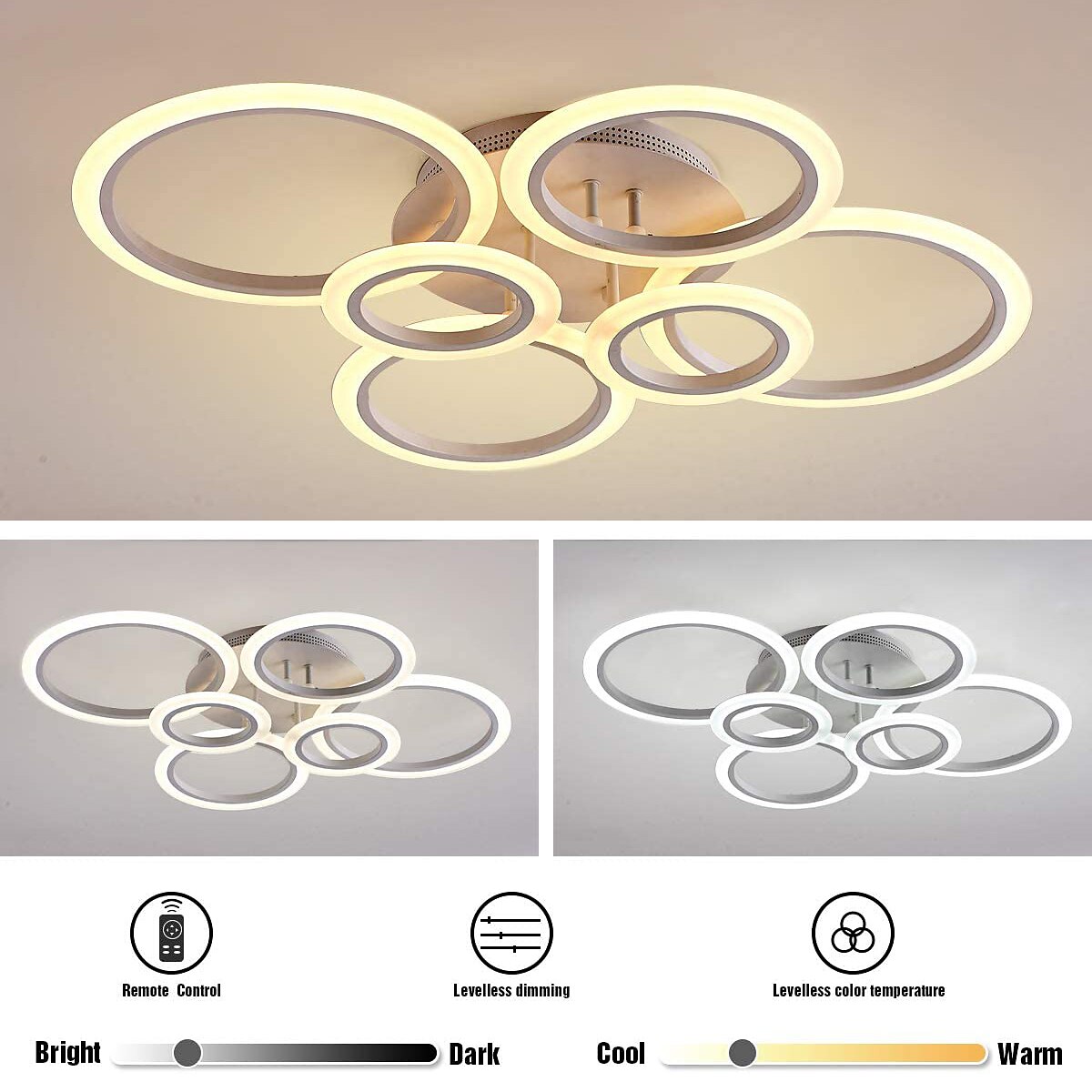 LED Ceiling Light Glow outward LED Ceiling Light 4/6/8-Light Flush Mount Lights Circle Design Modern Style Simplicity Acrylic 90W Living Room Dining Room Bedroom Light Fixture 2025 - $197.99 –P4