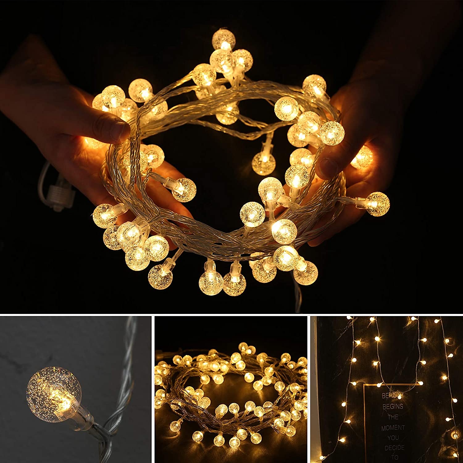 globo luci della stringa 10m 100 led mini palla fata luce all'aperto decorazione di cerimonia nuziale luci impermeabile per interni esterni camera da letto festa giardino albero di natale decor plug del 2025 a $13.99 –P12