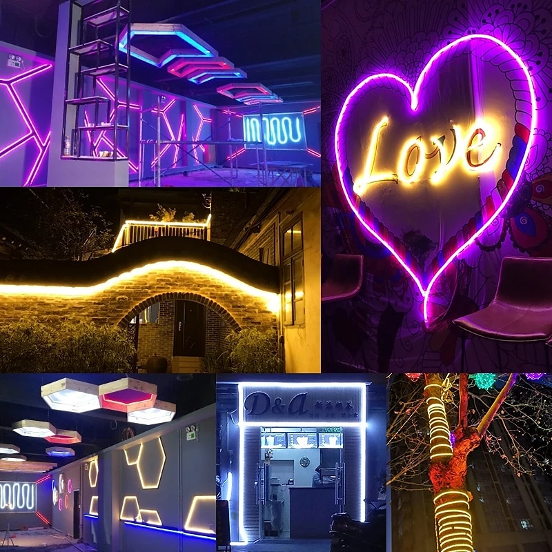 9.8ft 3m LED Neon Strip Light Rope Light SMD 2835 Round 360 Degree Luminous Round Tube IP65 Waterproof Warm White Blue Pink Green Home Decoration EU Plug 2025 - $13.99 –P8