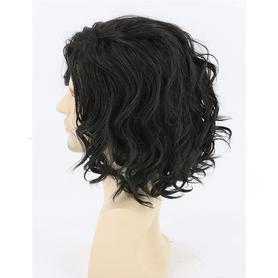 Parrucche Nero per Donne Parrucca Maschile Capelli Corti Ricci Neri Parrucca Fluffy Cosplay Festa Parrucche di Halloween del 2025 a $24.99 –P6