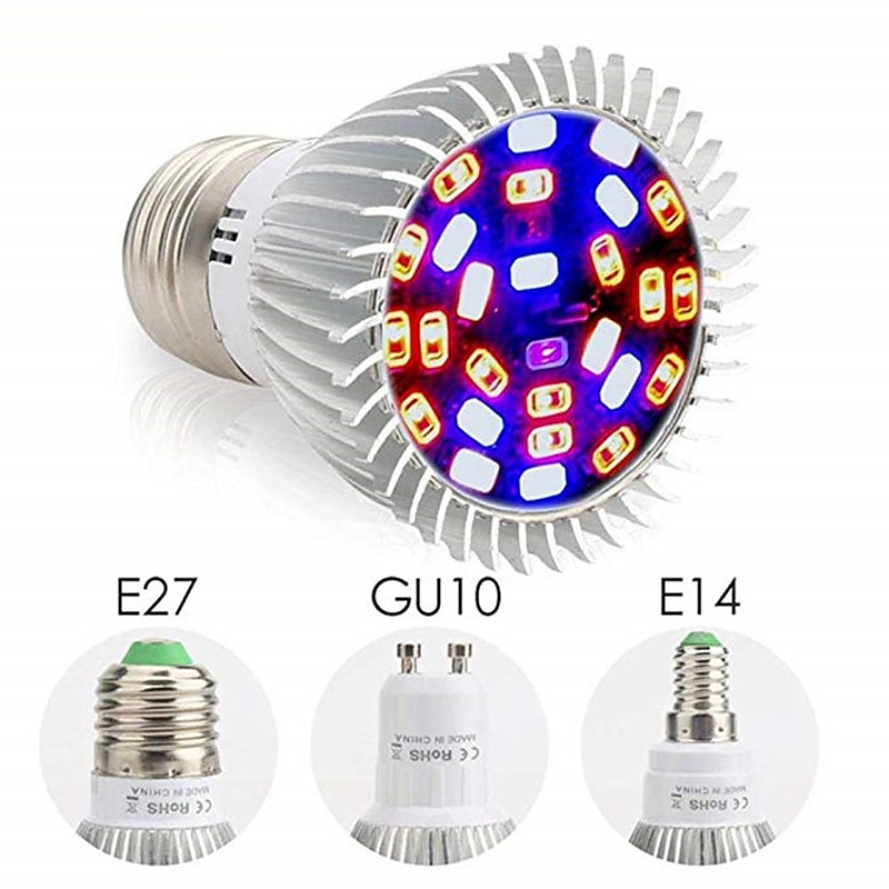 volledig spectrum led kweeklamp e27/gu10/e14 lamp - uv zwart licht & ir 28 leds voor kas & plantenkweekset van 4/6 2025 - $25.99 –P1