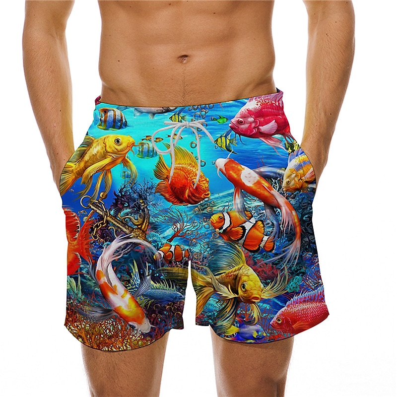 Herre hav Trykt mønster Fisk Badeshorts Surfeshorts Hawaiisk Ferie Snorer med mesh fôr Elastisk midje Designer Klær 2025 - $17.99 –P1