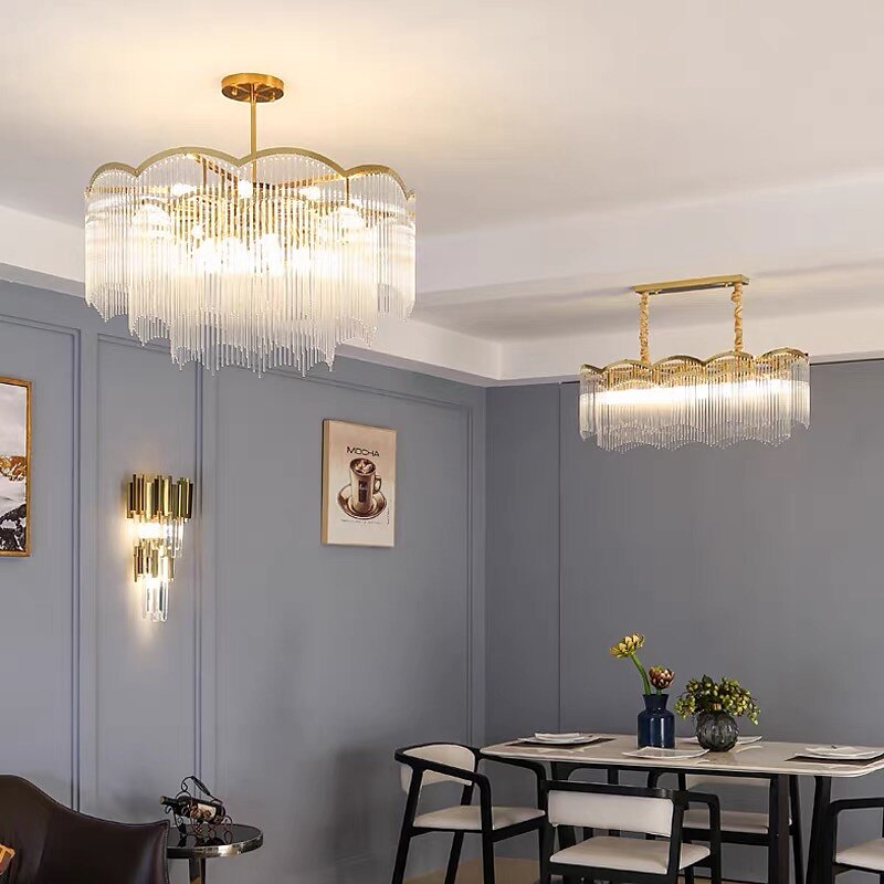 ledet anheng lys moderne krystall lysekrone 80 cm lantern desgin innfelt lys rustfritt stål galvanisert 110-120v 220-240v 2025 - $1444.69 –P13