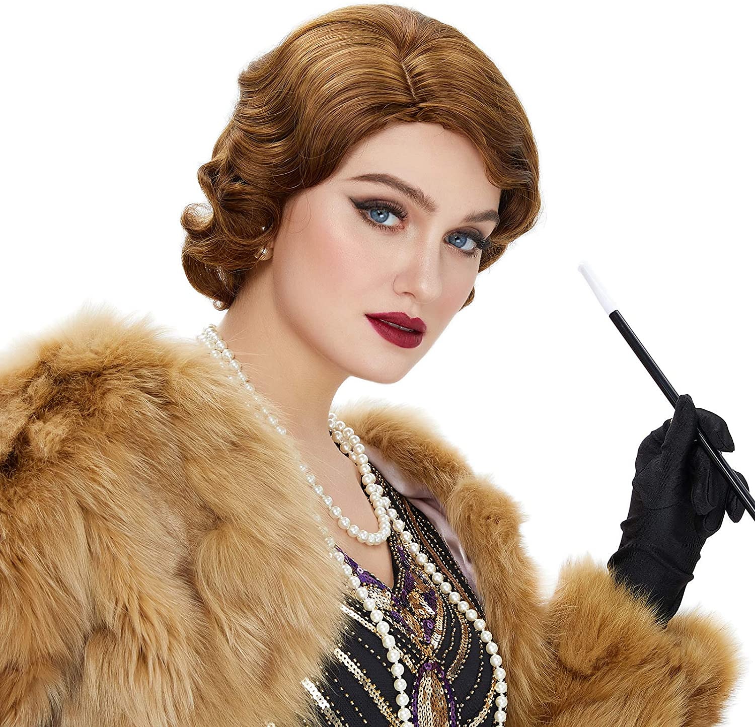 Rauschende 20er Jahre Perücke Welle 1920er Jahre Perücke kurz lockig schickes Kostüm für Frauen Cosplay Party 70er Halloween Perücken 2026 - $21.99 –P4