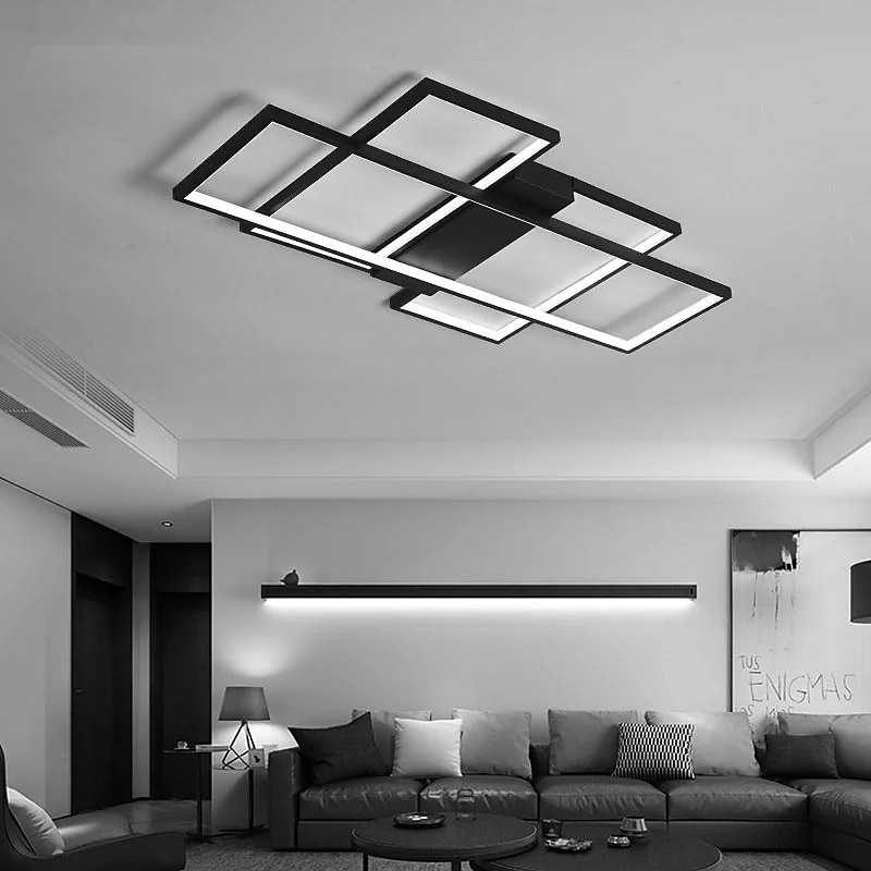 אור תקרת led מודרני שחור לבן כולל גרסה הניתנת לעמעום 99 ס"מ צורות גיאומטריות מרובעות אורות סומק אלומיניום סגנון אמנותי סגנון מודרני גימורים צבועים מסוגננים הובילו 110-120 וו 220-240 וו 2025 - $374.39 –P1