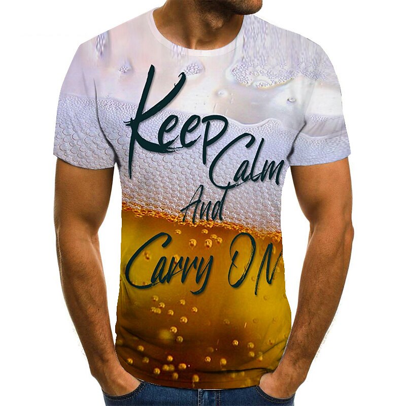 Men's Graphic Beer Shirt T shirt Tee Short Sleeve T shirt 3D Print Round Neck Shirt Chic & Modern Comfortable Big and Tall Daily Holiday Weekend Black Yellow Red Summer Clothing Apparel S M L XL XXL 2025 - $17.99 –P6