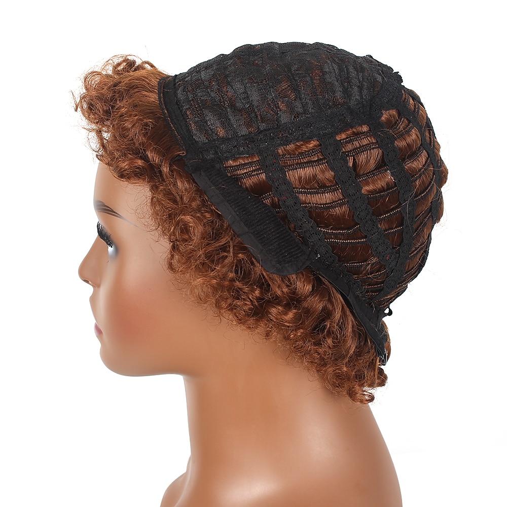 parrucche marroni per le donne parrucca sintetica resistente al calore parrucca riccia corta luce nera dorata capelli sintetici resistenti al calore soffici parrucche afro nere del 2025 a $23.99 –P6