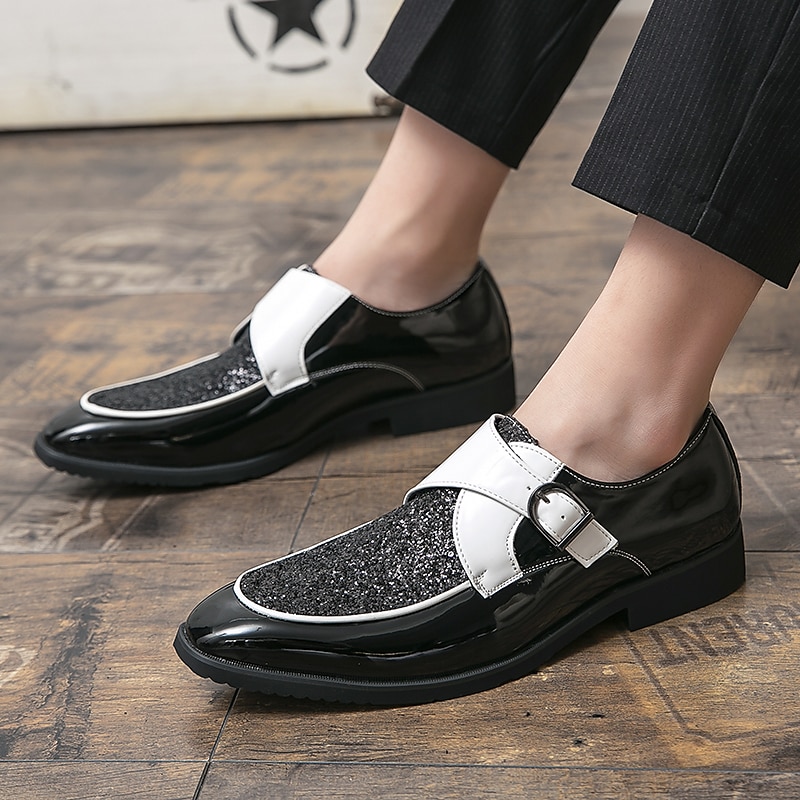 Men's Gold Glitter Dress Shoes – Shiny Formal Buckle Loafers for Parties, Weddings, and Special Events 2025 - $59.99 –P1