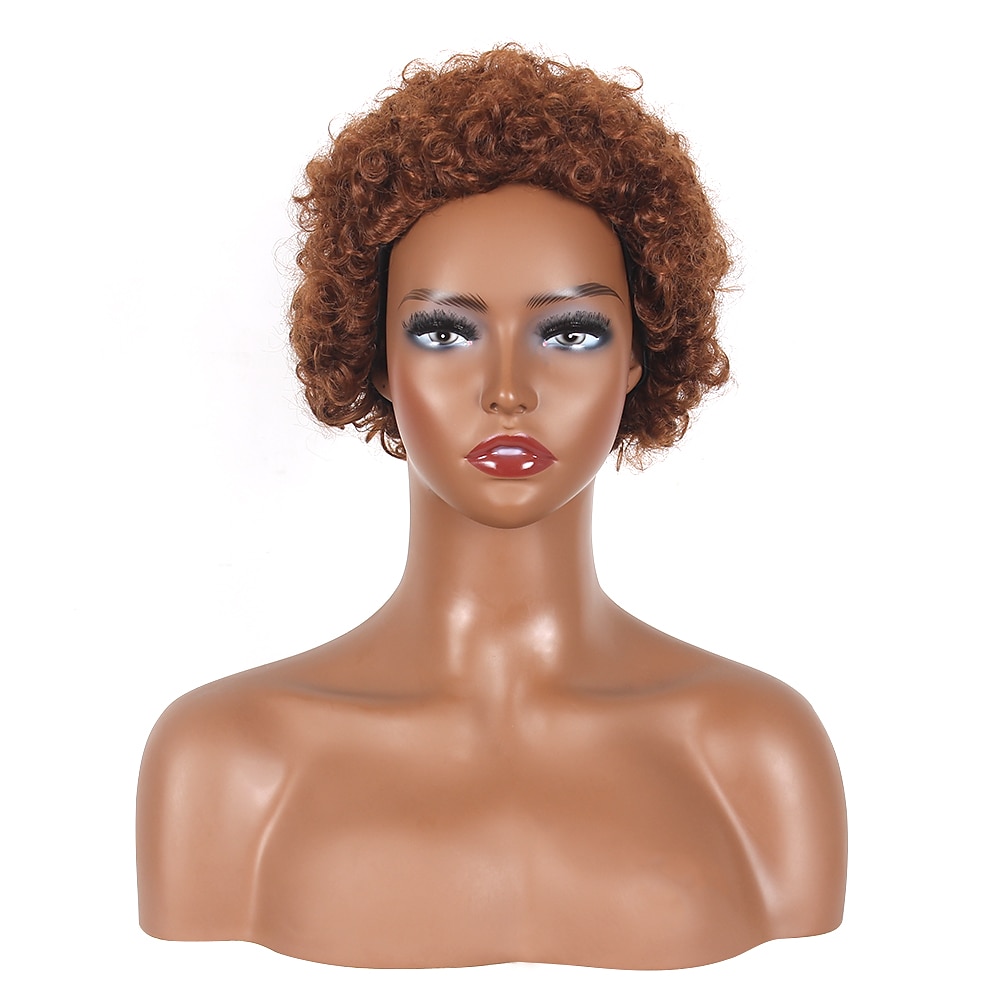 parrucche marroni per le donne parrucca sintetica resistente al calore parrucca riccia corta luce nera dorata capelli sintetici resistenti al calore soffici parrucche afro nere del 2025 a $23.99 –P1
