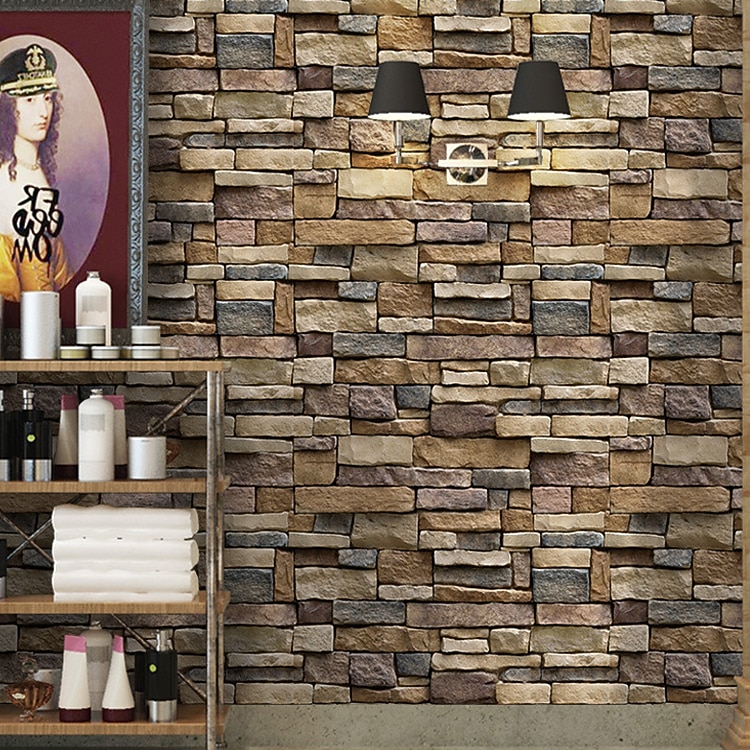 Fondos de pantalla frescos mural de pared papel tapiz de ladrillo 3d para paredes revestimiento de paredes película adhesiva despegar y pegar vinilo marrón extraíble PVC decoración del hogar 2026 - E£1038.44 –P3