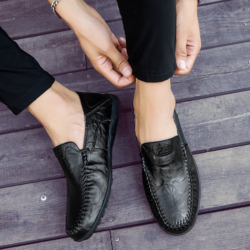 Per uomo Mocassini e Slip-Ons Uncinetto Scarpe di pelle Mocassini comodi Taglie forti Footing Lavoro Classico Informale Esterno Giornaliero Pelle di nappa Pelle Traspirante Fatto a mano Antiscivolo del 2025 a $49.99 -P9