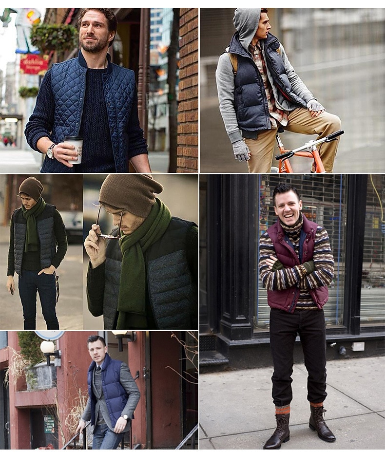 Férfi Puffer Vest Gilet Hegymászás Melegen tartani tömöríthető Légáteresztő Tél Ősz Tömör szín Fekete Rubin Sötétkék Szürke Pufferkabát 2025 - $29.99 –P2