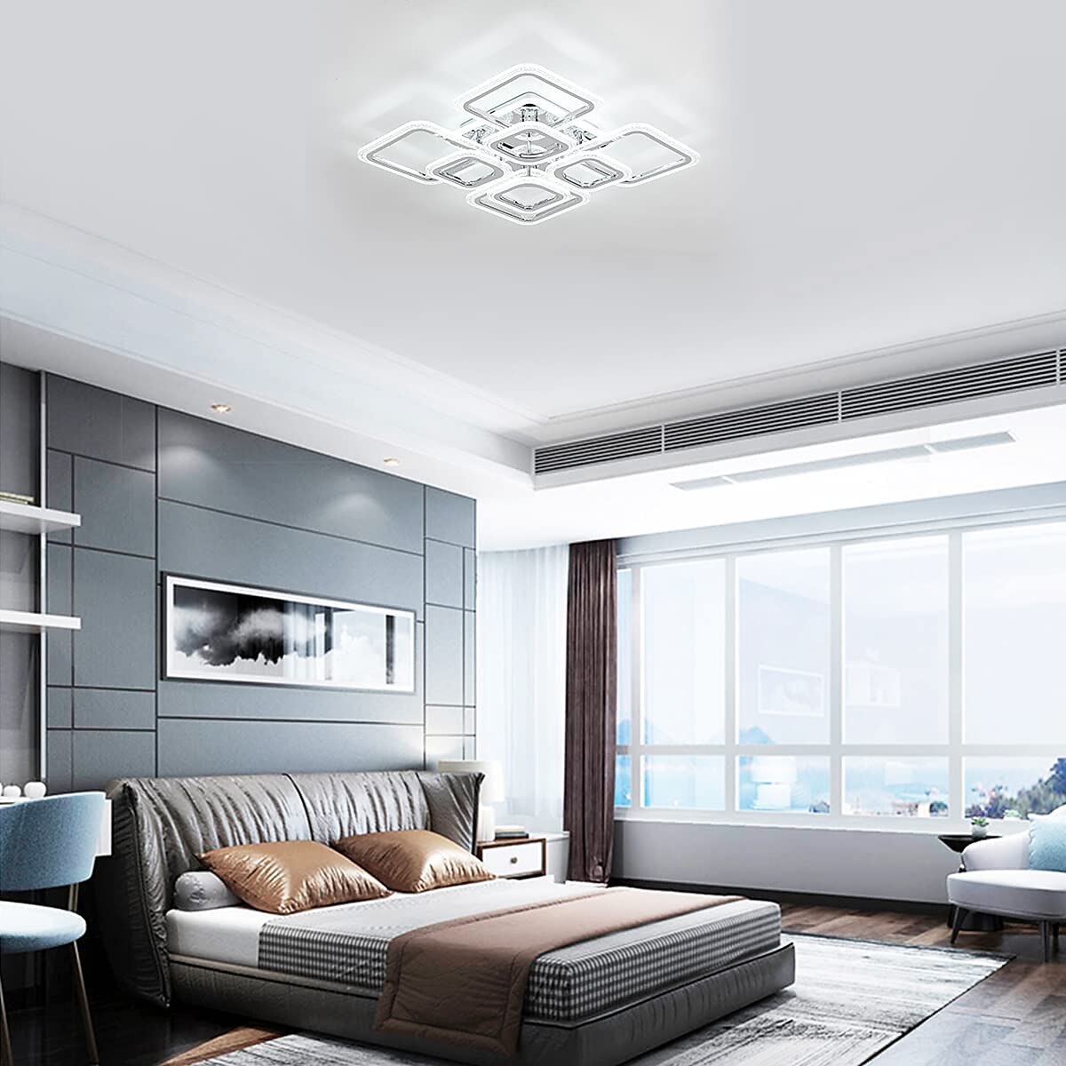 Lampa sufitowa led kwadratowa chromowana lampa sufitowa bańka akrylowa nowoczesna ściemnialna oprawa podtynkowa led z pilotem do salonu sypialnia jadalnia ac110v ac220v 2025 - $211.49 –P3