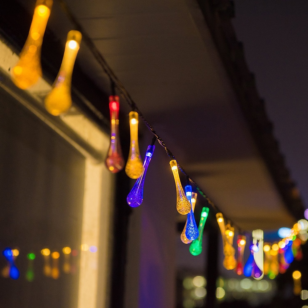 utendørs solstreng lys utendørs vanntett sol vanndråpe fairy streng lys 7m 50leds dekorativ lampe jul bryllup utendørs hage gårdsplass plen dekorasjon ledet sol hage lys 2025 - $30.99 –P7