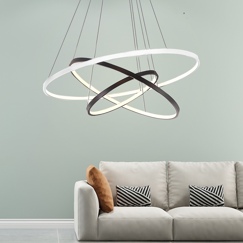 3-Light 80/60/40/20 cm LED Pendant Light Metal Acrylic Ring Circle Design Dimmable Painted Finishes Modern 90W/113W 3-Rings 4-Rings ONLY DIMMABLE WITH REMOTE CONTROL 2025 - $249.99 –P15