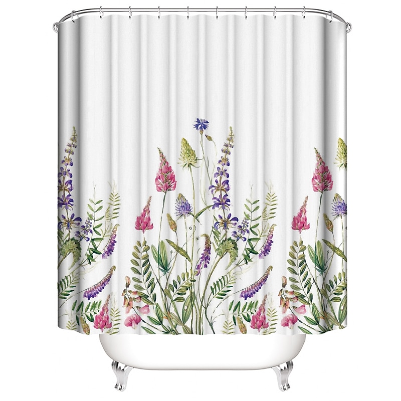 Shower Curtain with Hooks 180cm*180cm(70"*70")Suitable for Separate Wet and Dry Zone Divide Bathroom Waterproof Oil-proof Floral Botanical Landscape 2025 - $25.99 –P5