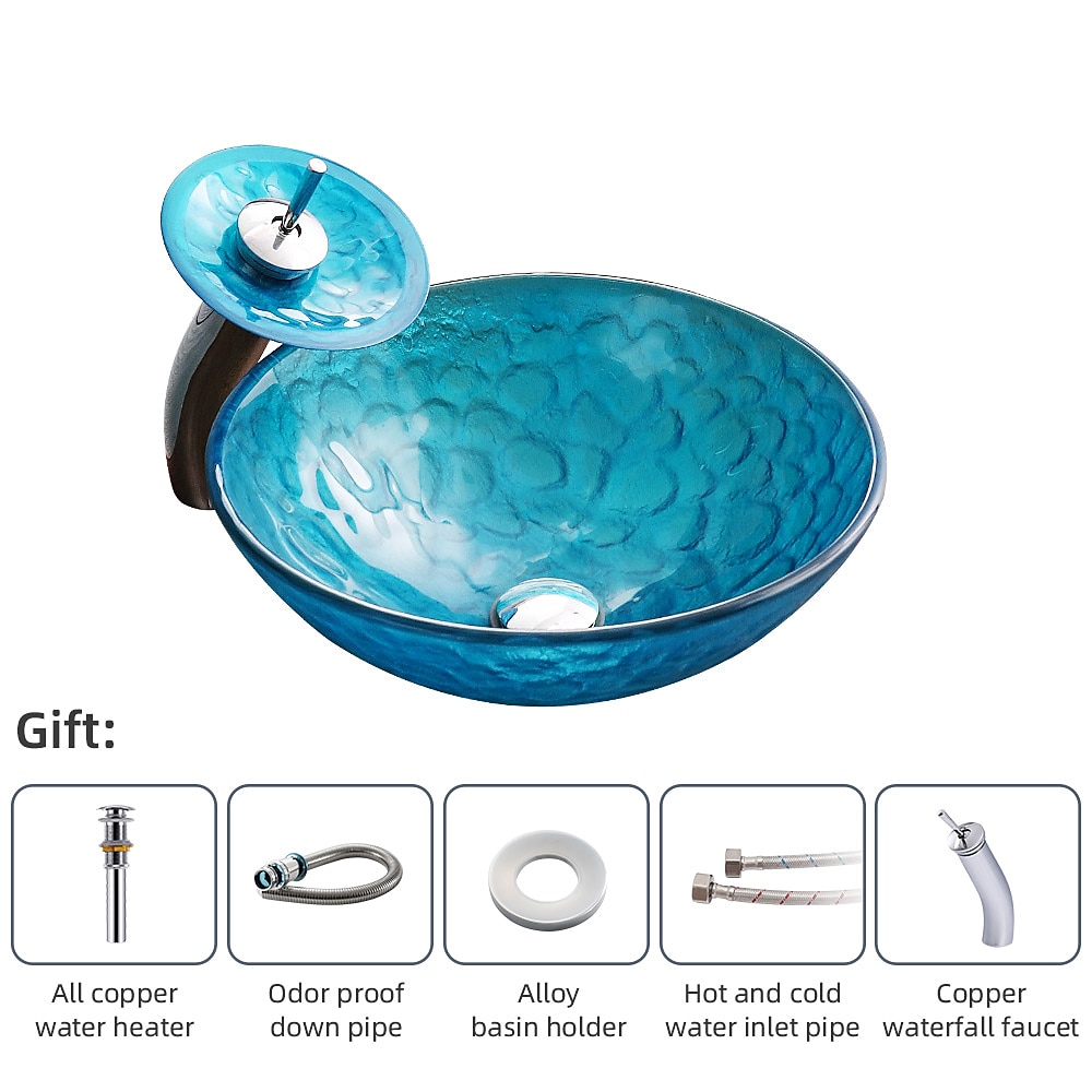 lavandino del bagno / rubinetto del bagno / lavabo per lavabo con anello di montaggio del bagno - lavello rotondo in vetro temperato del 2025 a $315.89 –P6