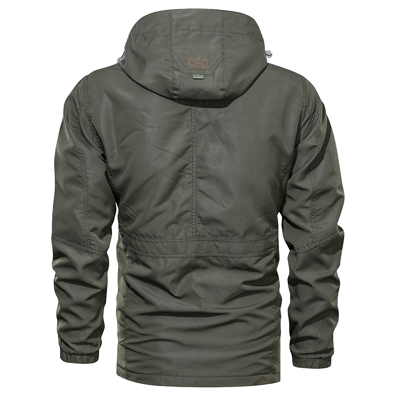 Men's Winter Coat Winter Jacket Jacket Hoodied Jacket Sports Outdoor Hiking Windproof Warm Print Zipper Fall Winter Solid Colored Sporty Turndown Regular Army Green Red Blue Khaki Jacket 2025 - $55.99 –P3