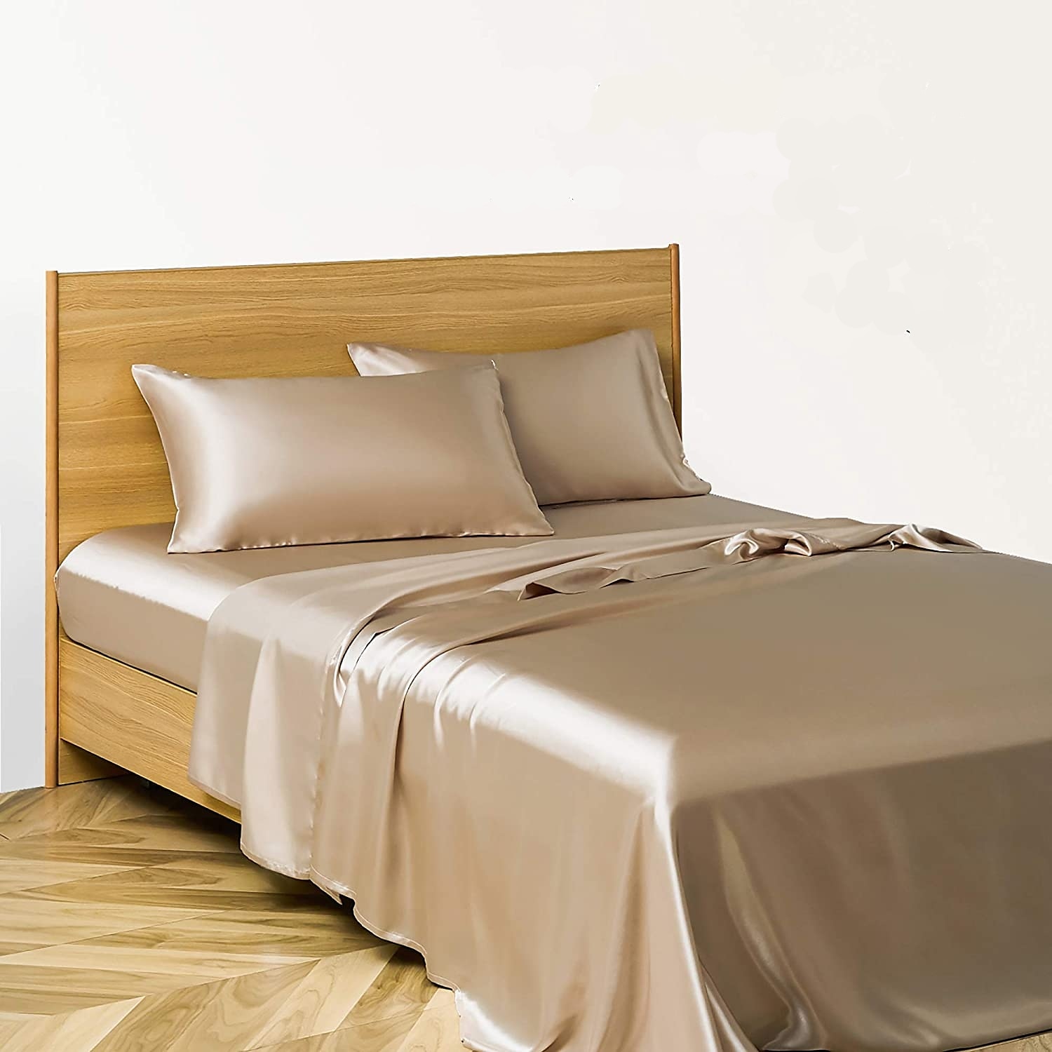 4 Pieces Satin Sheet Sets Hotel Luxury Silky Bed Sheets Soft Premium Satin Sheets Wrinkle & Fade Resistant Bedding Set Sheet Set, Include 1 Deep Pocket Fitted Sheet(12inch),1 Flat Sheet, 2 Pillowcases 2025 - $50.99 –P6