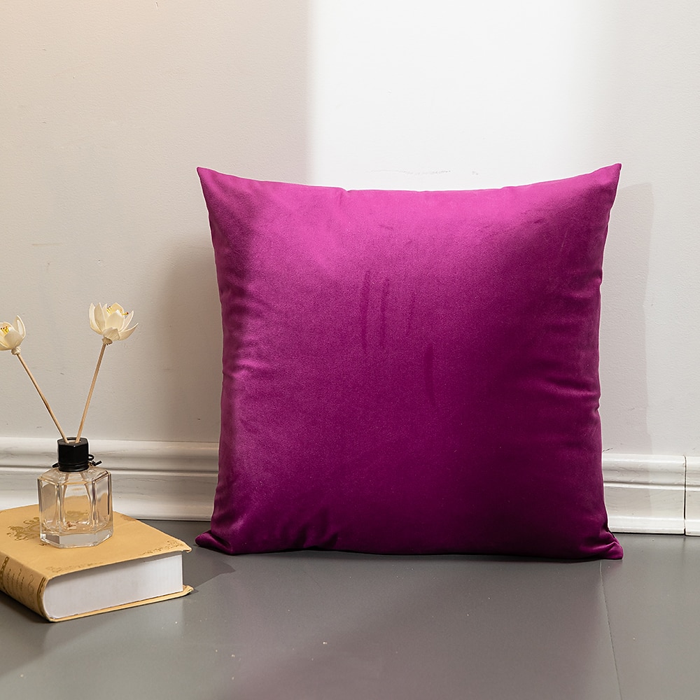 dekorative kasteputer høst putetrekk putetrekk moderne enkel tykk nederlandsk fløyel ensfarget sofa stue soverom 1 stk rosa blå salvie grønn lilla 2025 - $10.99 –P11