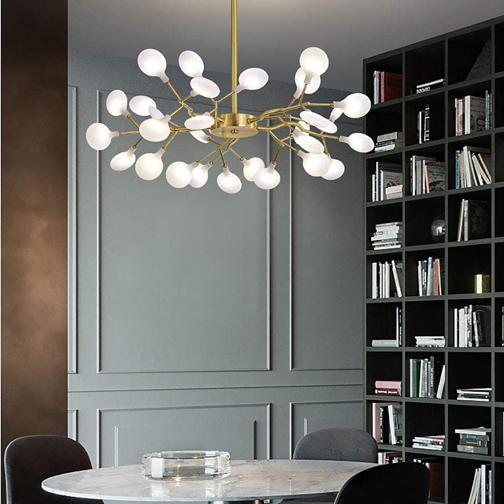 ha condotto la luce del pendente 27 36 45 54 teste lampadario firefly ha condotto l'illuminazione a sospensione lampada a soffitto postmoderna lampada a sospensione ramo in oro rosa lampadario a led del 2025 a $309.69 –P4