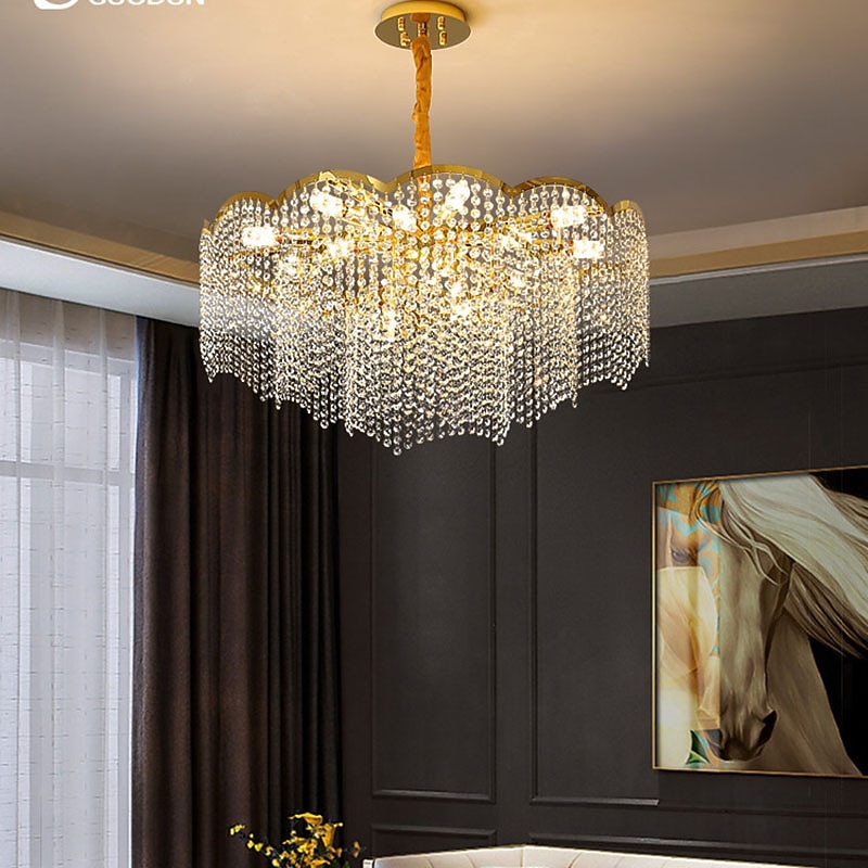 נברשת קריסטל אור תליון led 60 ס"מ פנס desgin נירוסטה מודרנית 110-120 v 220-240 v 2025 - $1006.09 –P9