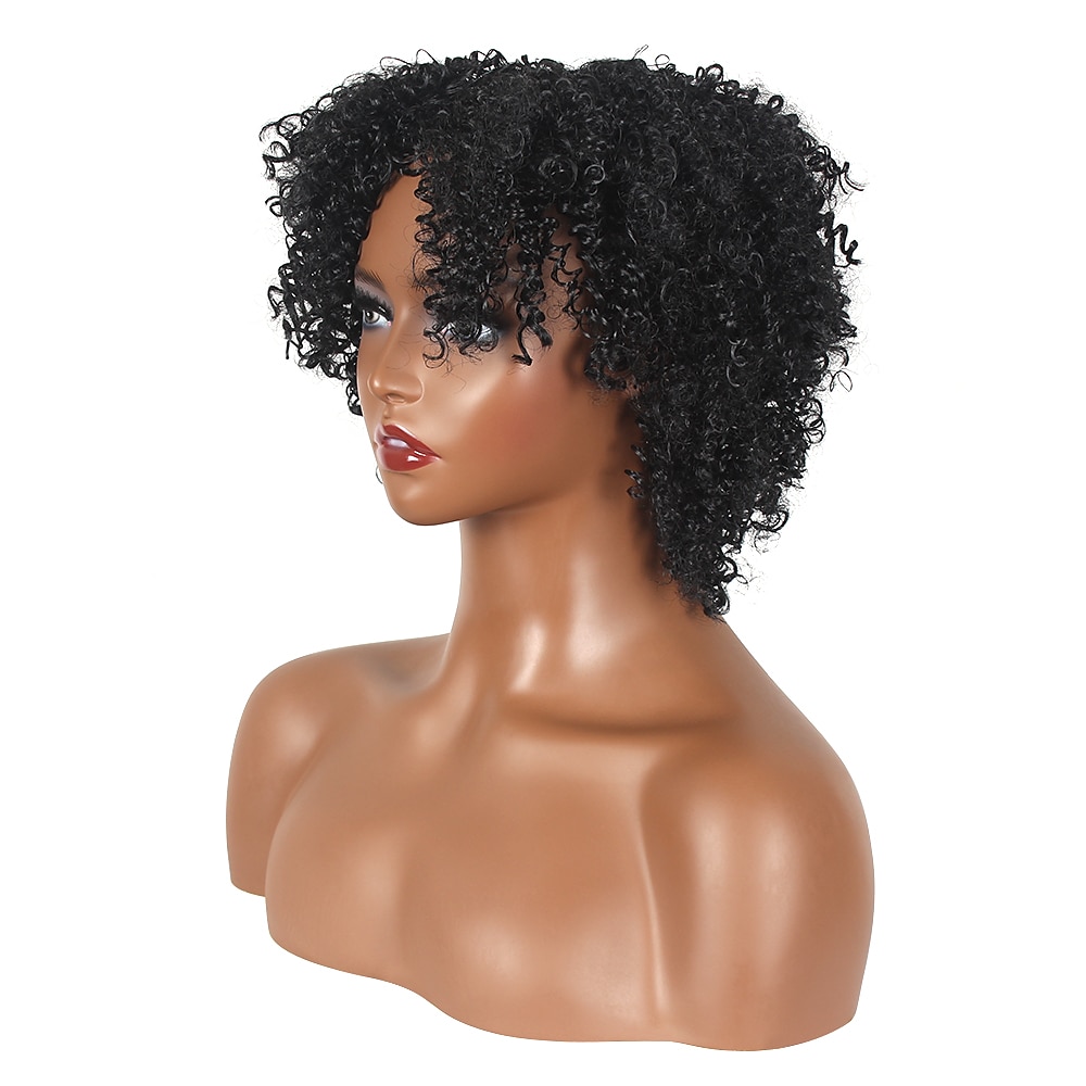 Syntetické paruky Afro Kinky Asymentrický střih Paruka Krátký Černá Umělé vlasy Dámské cosplay Párty Módní Černá 2025 - $34.99 –P5