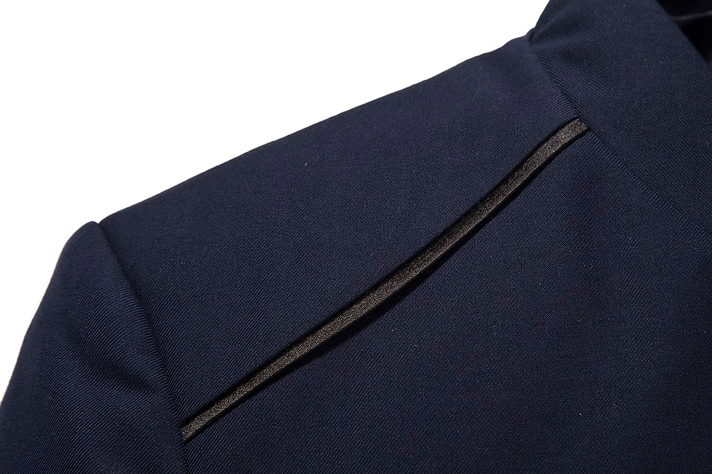 Completi da Sposa Uomo Nero Borgogna Blu Scuro 2 Pezzi Colore Solido Sottile Unico Petto Tre Bottoni del 2025 a $122.99 –P8