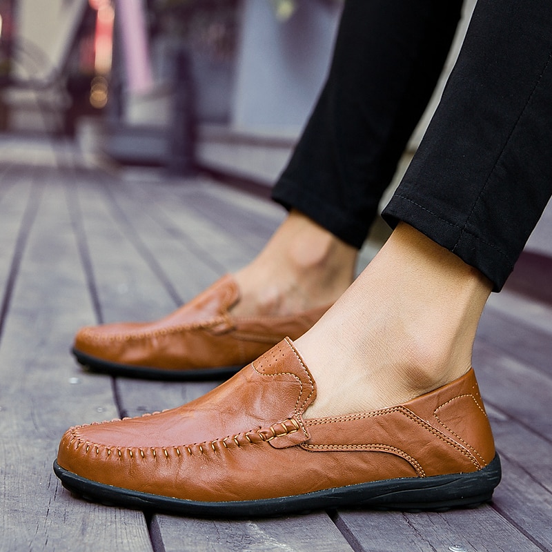 Per uomo Mocassini e Slip-Ons Uncinetto Scarpe di pelle Mocassini comodi Taglie forti Footing Lavoro Classico Informale Esterno Giornaliero Pelle di nappa Pelle Traspirante Fatto a mano Antiscivolo del 2025 a $49.99 -P11