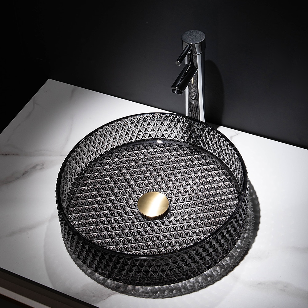 Lavabo de salle de bain avec robinet chromé, lavabo en verre, lavabo à cylindre, lavabo à main, installation de plan de travail, bassin en verre avec robinet en laiton chromé de 2025 ? GBP £225 –P7