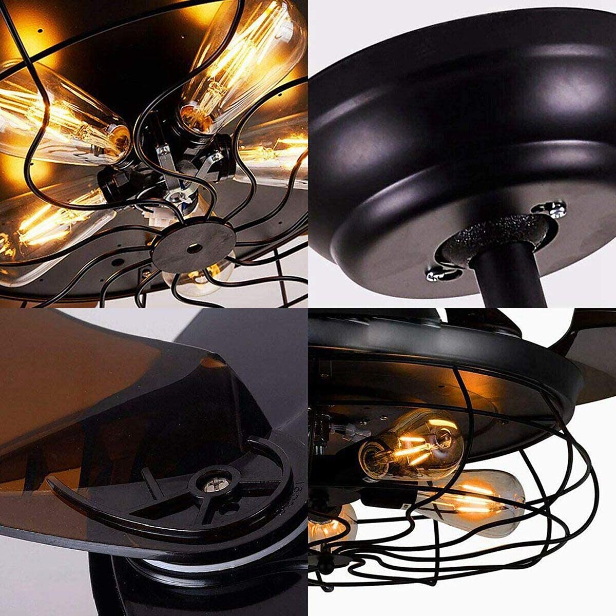 ventilatore da soffitto con luci-ventilatore da soffitto industriale da 42" con pale retrattili, plafoniera a gabbia vintage con controllo a 3/6 velocità con telecomando per cucina, sala da pranzo, soggiorno e26 nero del 2025 a $287.89 –P10