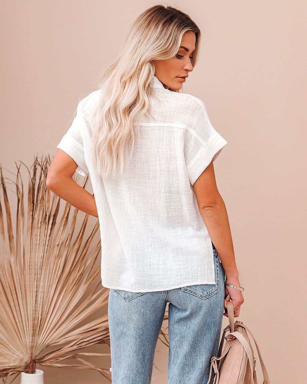 Mulheres Camisa Social Botão para cima Camisa de algodão e linho Blusa Tecido Diário Básico Casual Manga Curta Colarinho de Camisa Tops regulares Trabalho Casual Diário Patchwork Branco Rosa Vermelho de 2025 por $23.99 –P2