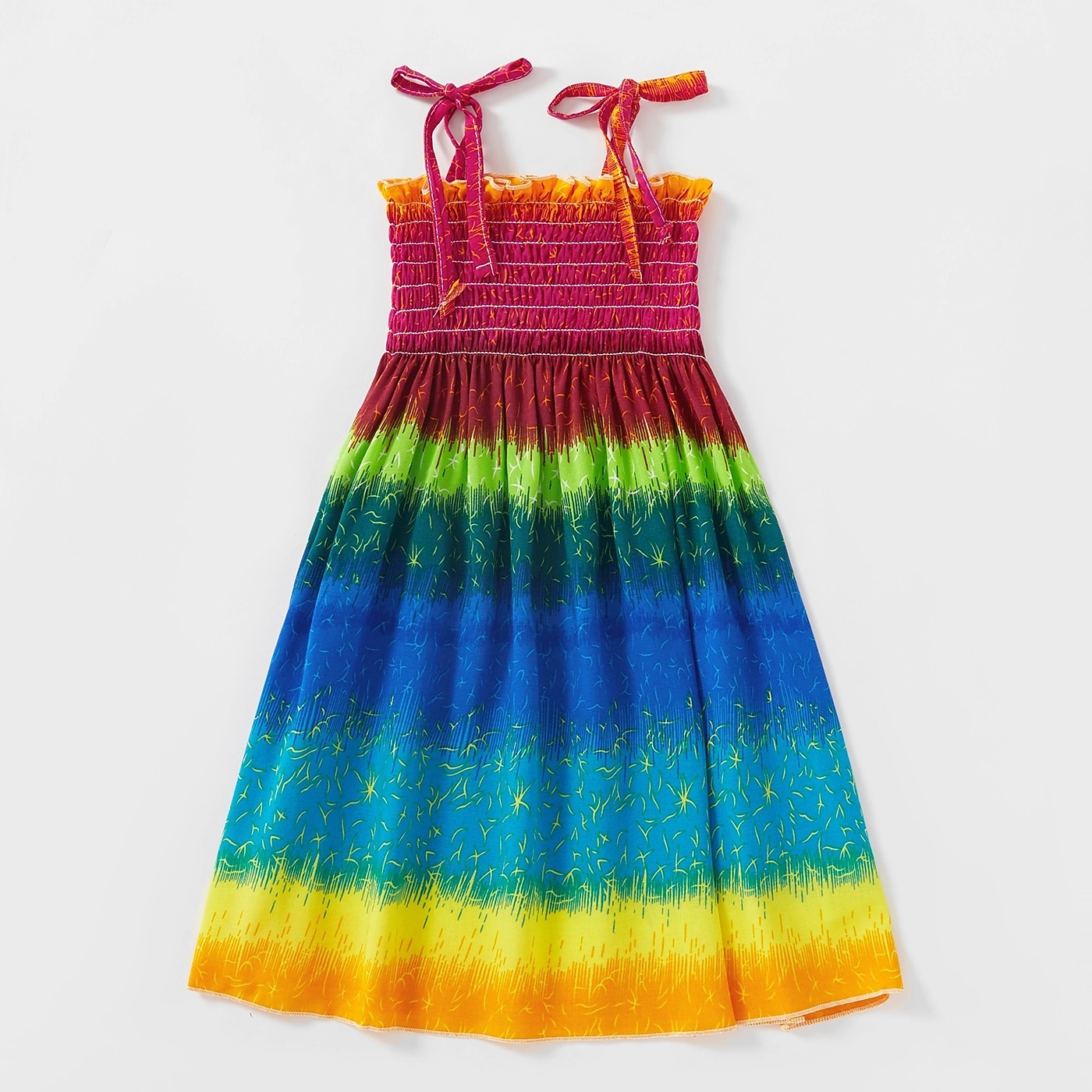 Mommy and Me Children's Day Dresses Rainbow Striped Daily Wear Print Multicolor Blue Green Sleeveless Knee-length Tank Dress Boho Matching Outfits 2026 - $16.49 –P2