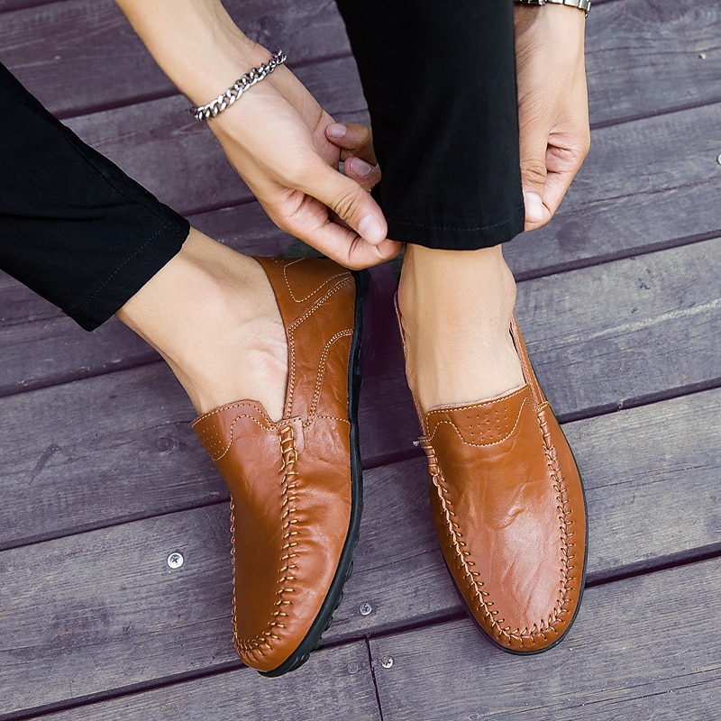Per uomo Mocassini e Slip-Ons Uncinetto Scarpe di pelle Mocassini comodi Taglie forti Footing Lavoro Classico Informale Esterno Giornaliero Pelle di nappa Pelle Traspirante Fatto a mano Antiscivolo del 2025 a $49.99 -P14