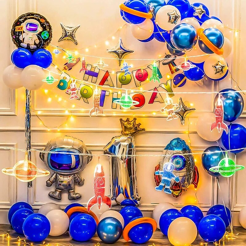 LED-Lichterketten Raum Astronauten batteriebetriebene Lichterkette 2m 10leds Rakete Planet Lampe Raum Urlaub Party Home Raumdekoration Geschenke für Kinder 2026 - $12.49 –P4