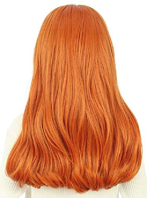 vgbeaty parrucca arancione a onda lunga per bambini con sciarpa di seta verde e fascia viola parrucca cosplay anime parrucche di Halloween del 2025 a $25.99 –P4