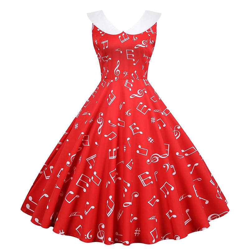 Retro / vintage 1950 Rochie de epoca Rochie leagăn Rochie Flare Note muzicale Pentru femei Carnaval Mascaradă Casul / Zilnic Petrecerea Burlăcițelor Adulți Rochie Rochii de acasă 2025 - $23.99 –P8