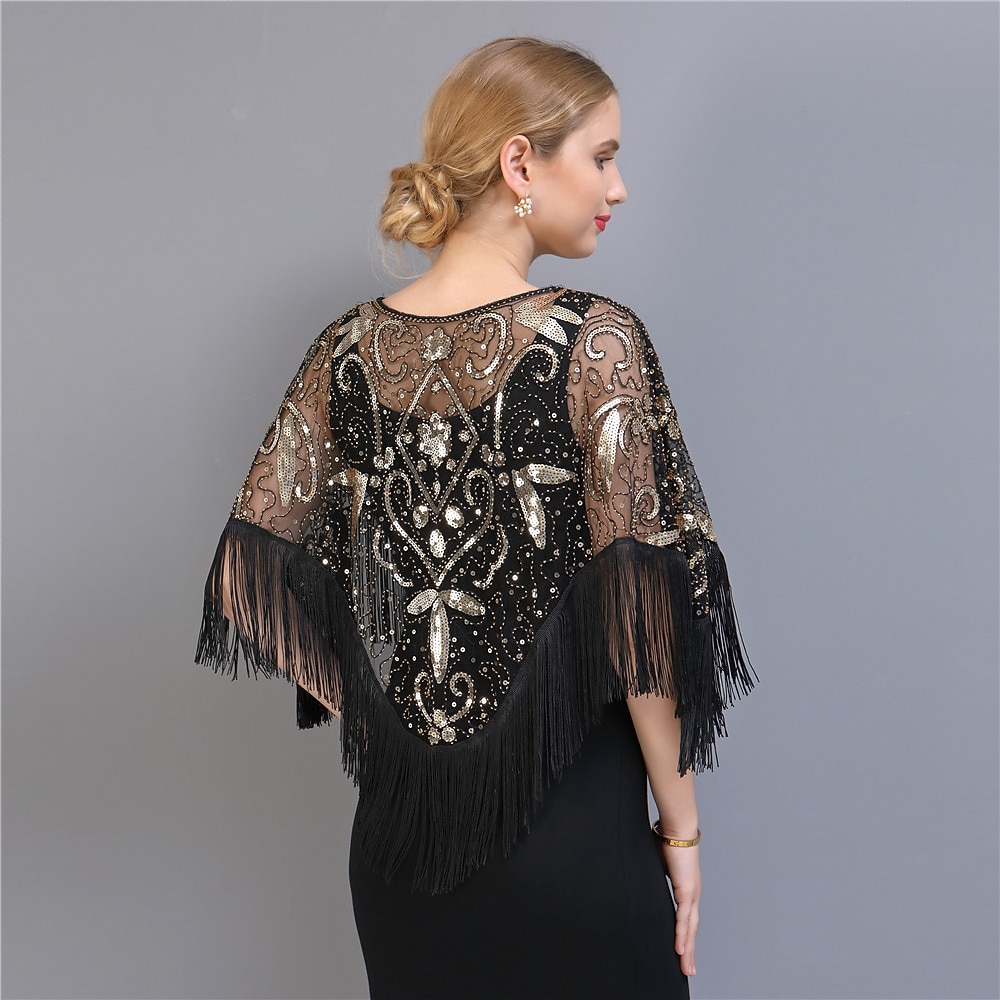 shawl for homecoming dress Vintage 1920s The Great Gatsby Flapper Shawls The Great Gatsby Wedding  Guest Sequins Tassel Fringe Sequin Tassel Fancy Dress Women's Prom Party  Wedding Adults' Shawl Homecoming Dresses Spring & Summer 2026